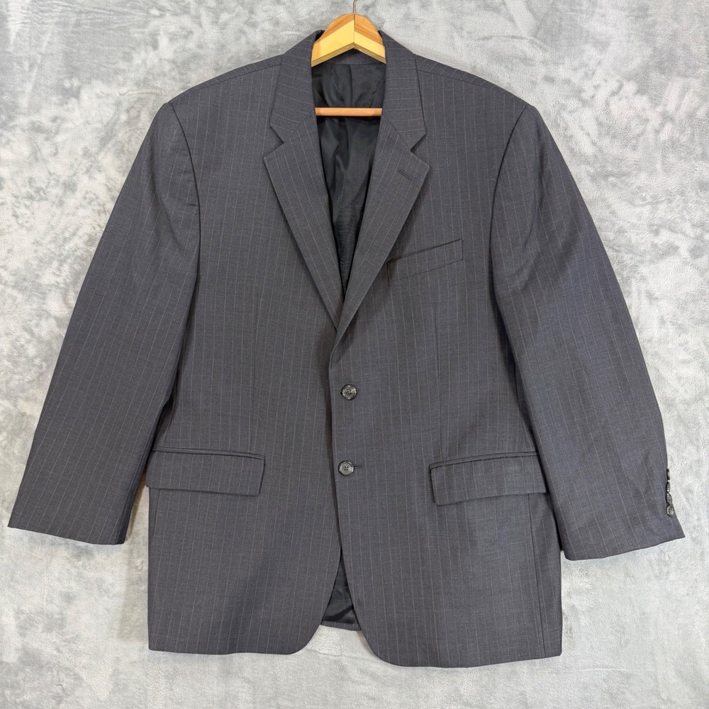Lauren Ralph Lauren Striped Wool Blazer Mens Size 44R Gray Sport Coat